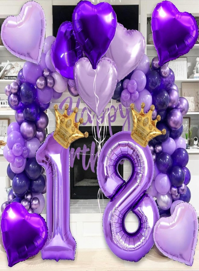 Florisland 40 inch Large Purple Number 4 Crown Balloon for Princess Jasmine Decorations, Foil Mylar Jasmine Birthday Balloons for Girls Purple Theme Birthday Party Decorations, Supplies - Image 3